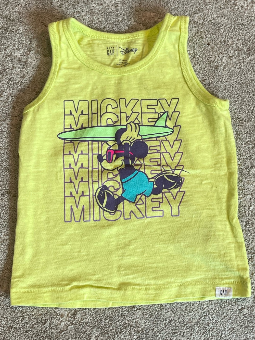 GAP Yellow Mickey Surf Tank Top with Teal Accents